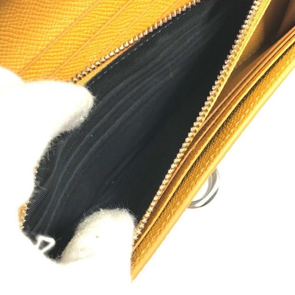 BVLGARI Logo clip Two fold Folded wallet Leather Gray x Yellow - Picture 13 of 13